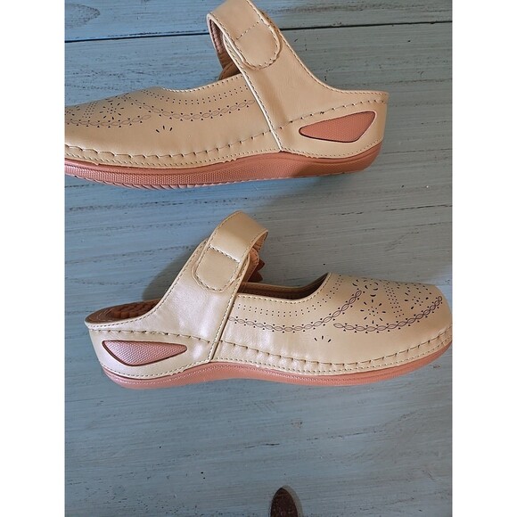 ALICEGANA WOMEN'S MULE SHOES COMFY WEDGE SLIP-ONS M Green SIZE 38 US Sz 7.5 NEW - Picture 3 of 9